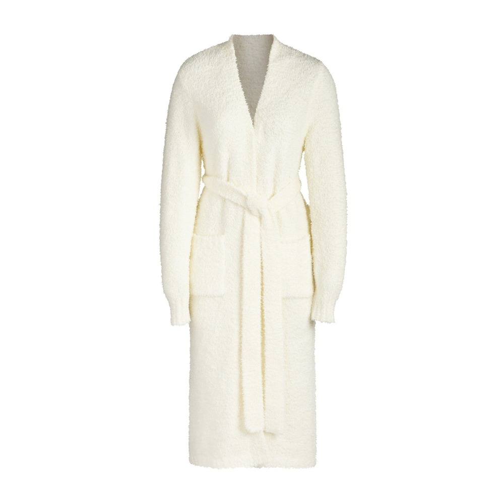 Skims Cozy Knit Robe Boucle Long Wrap Loungewear Off White XXS/XS